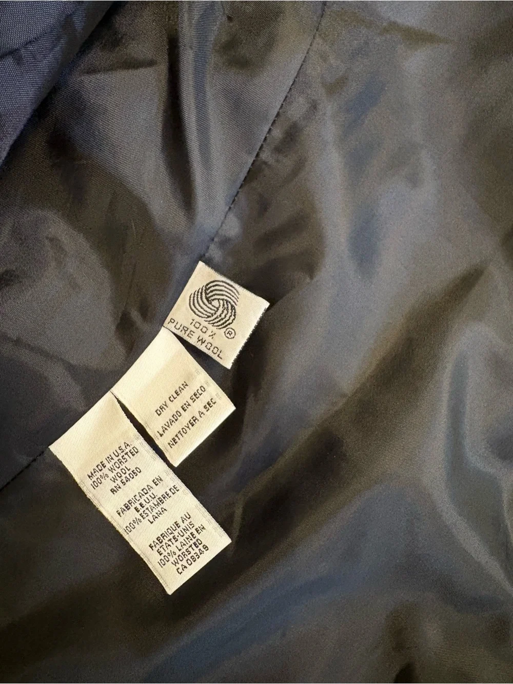 VTG Christian Dior Suit Blazer Jacket Size 6 Wool Dark Navy Collarless 1980's